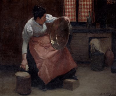 Woman Scouring by Jules Ernest Renoux